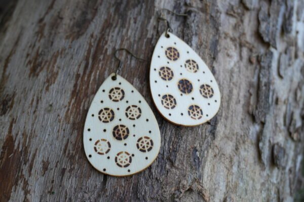 Wood Bead Opera Necklace with Matching Earrings - Image 3