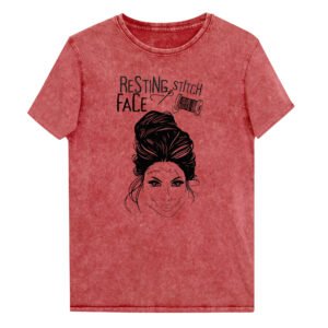Halloween Funny – Resting Stitch Face Denim T-Shirt