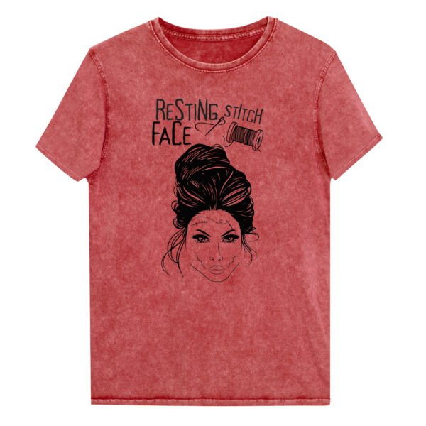 Halloween Funny – Resting Stitch Face Denim T-Shirt