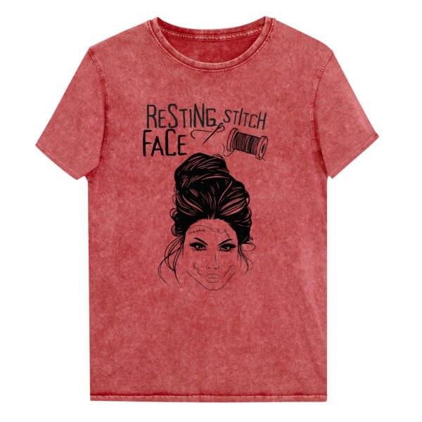 Halloween Funny – Resting Stitch Face Denim T-Shirt