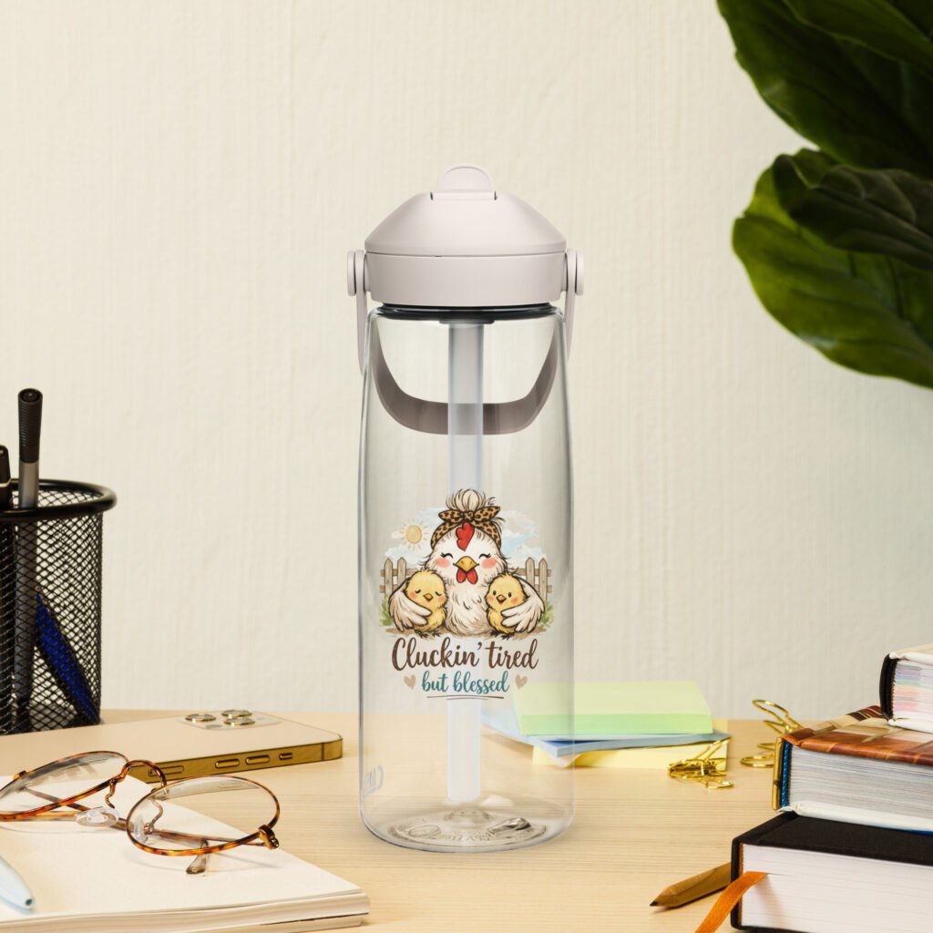 Cluckin' Tired but Blessed Water Bottle
